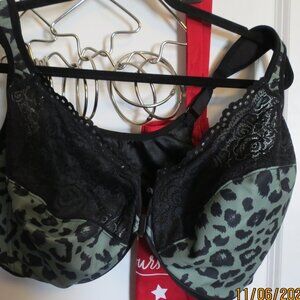 Like New 46F Wonderwire By Glamorise Front-Close Leopard Underwire Bra